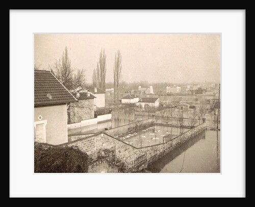 Houses and gardens in a flooded suburb of Paris, France by Anonymous
