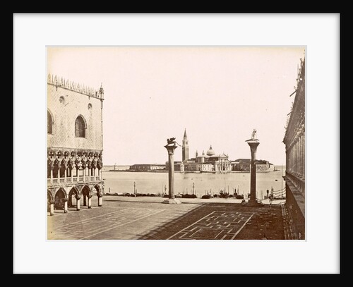 Mark with two pillars and view on Isola S. Giorgio in Venice by Carlo Ponti