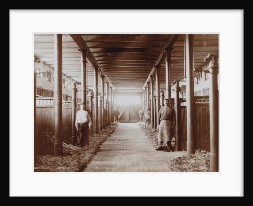 Interior of a stable with two servants by Anonymous