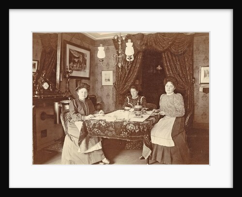 Three women sitting at table at meal by Anonymous