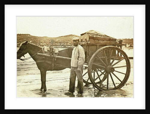 Man with A shell on the beach by Anonymous