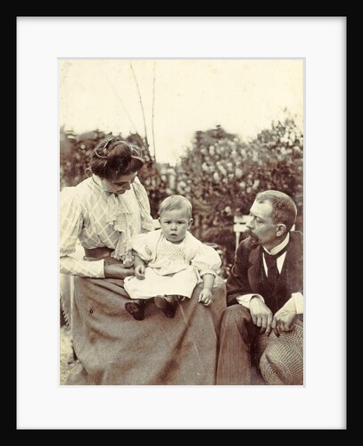 Man and a woman with a baby on lap by Anonymous