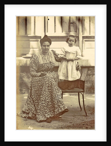 Portrait of a seated woman with a child standing on a chair by Anonymous