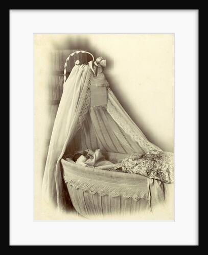 baby in a crib with a sky by Anonymous