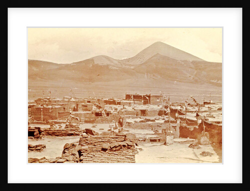 View of the town Pharijong with mountains in the background by D.T. Dalton