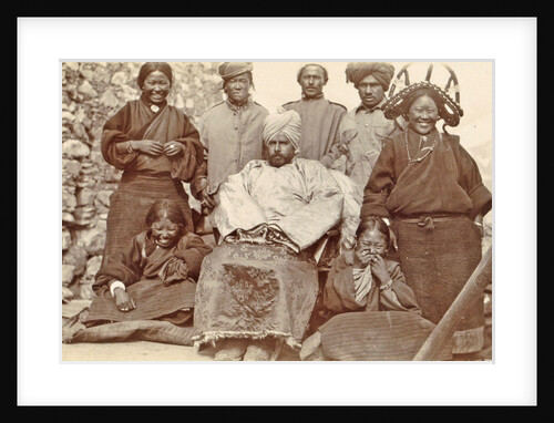 Army Intendant with some women, children and men in Tibet by D.T. Dalton