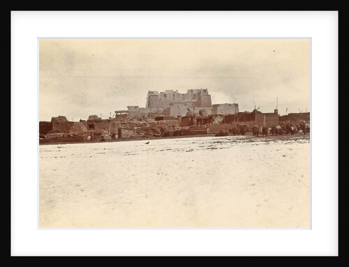 Fort Phari seen from the west with surrounding houses and beasts of burden by D.T. Dalton