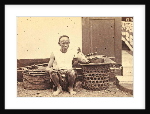 Portrait of an Indian butcher with pig's head, Woodbury & Page, Walter Bentley Woodbury by James Page