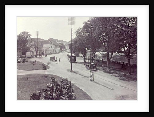 Surabaya with trams, trolleys and passersby, Indonesia by Anonymous