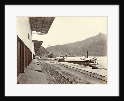 Quay with railway tracks and boats in the Emmahaven Padang by Anonymous