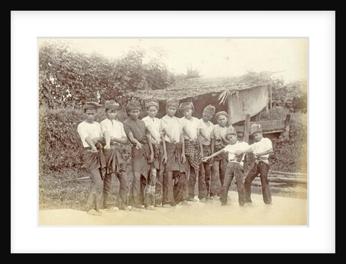 Group of Indian boys with the right arm outstretched, allowing dancers by Anonymous