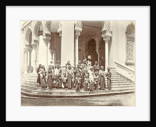 Group portrait of Indian women and children on the steps of the Grand Mosque in Banda Aceh, Indonesia by Anonymous