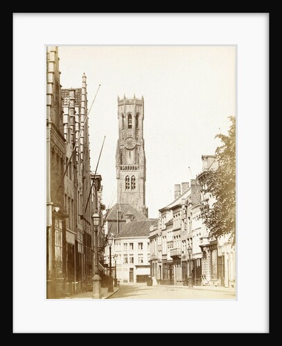 Street in Bruges at the end the belfry, Belgium by Victor Daveluy