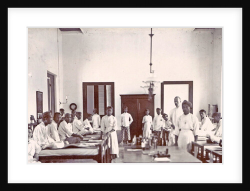 Ward with male patients and staff at a hospital in the Dutch East Indies, Indonesia by Anonymous