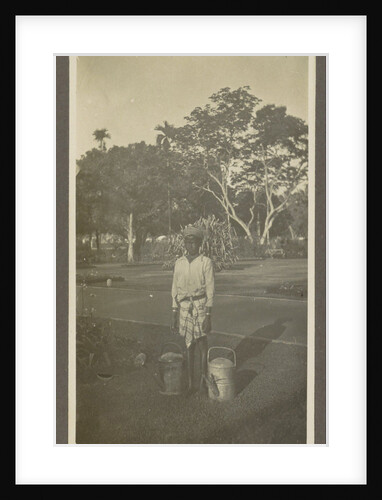 Boy with two watering cans by Anonymous