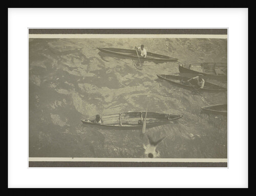 Boys in wooden boats by Anonymous
