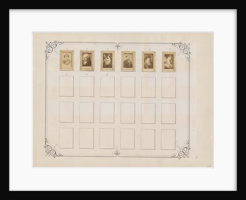 Two album pages with names and pictures of various people and scenes by Anonymous