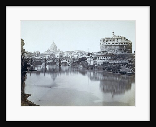 General view of the bridge, and castel st. Angelo with the Tiber and the dome of St. Peter's by Anonymous