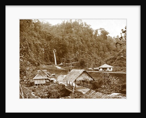 Sumatra indonesia, Anai Gorge with huts and waterfall by Christiaan Benjamin Nieuwenhuis