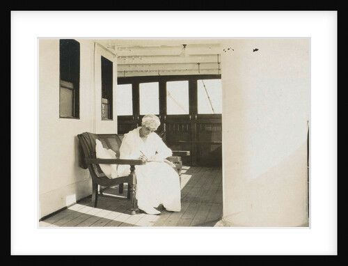 aboard boat to Java, Indonesia, seated woman by Anonymous