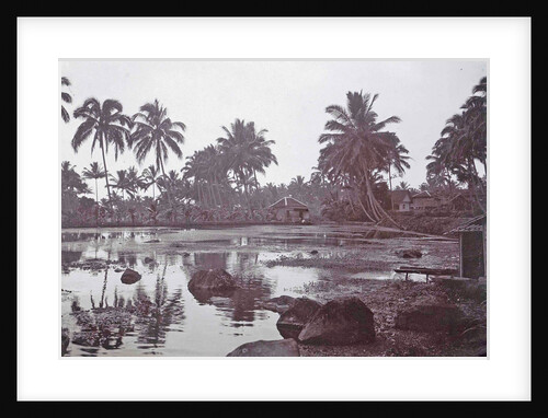Java, Indonesia Tjipanas in Garut, with more trees and huts by Anonymous