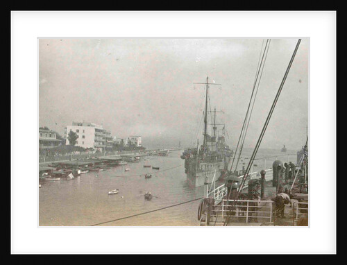 Suez Canal entrance with ships by Anonymous