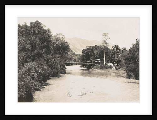 Dutch East Indies, indonesia, river Godang with suspension bridge by Anonymous
