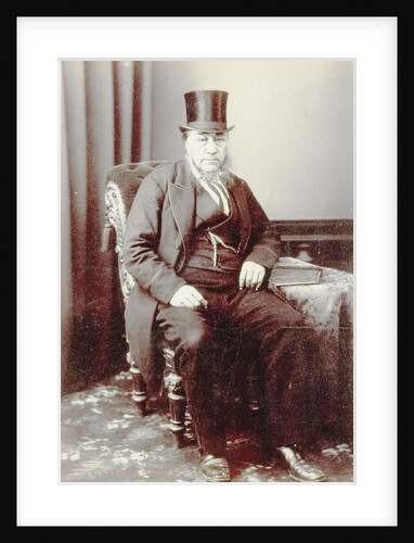 Portrait Paul Kruger in chair with hat on by C. Evans