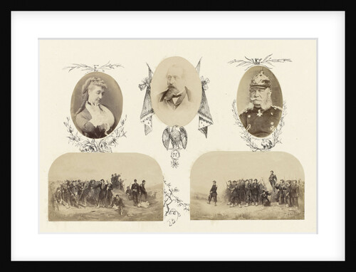 Portrait of Empress Eugenie bordered by drawing flora and E monogram by Anonymous