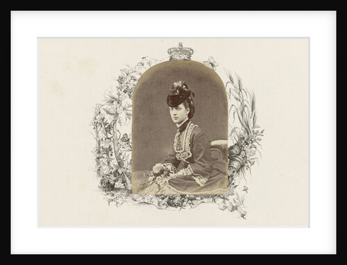 Portrait of Alexandra, Princess of Wales, bordered by drawing fruit vines, cornucopia and crown by Anonymous