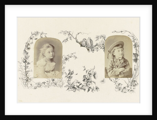 Portrait girl bordered by drawing flora by Anonymous