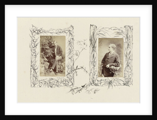 Portrait Neville Carter in rustic setting, bordered by drawing berries around fencing by Anonymous