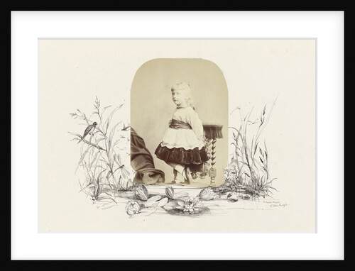 Portrait Princess Marie of Edinburgh as a child, bordered by drawing water flora by Anonymous
