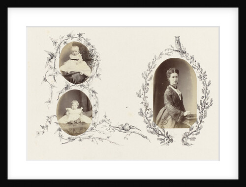 Portrait of child bordered by drawing ivy by Anonymous