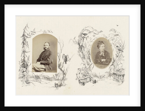 Portrait of H. T. Salmon lined flora with birds by Anonymous