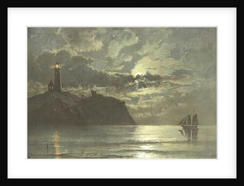 painting of a lighthouse at night from C. Frederick Sorensen by Anonymous
