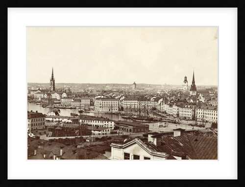 Panorama of buildings, churches and the harbor of Stockholm, Sweden by Anonymous