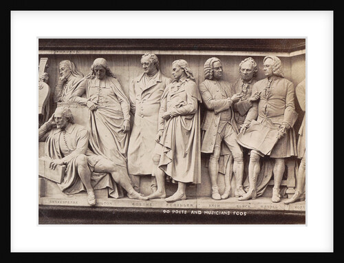 Part of the Parnassus frieze at the base of the Albert Memorial in London UK, poets and musicians by F.G.O. Stuart