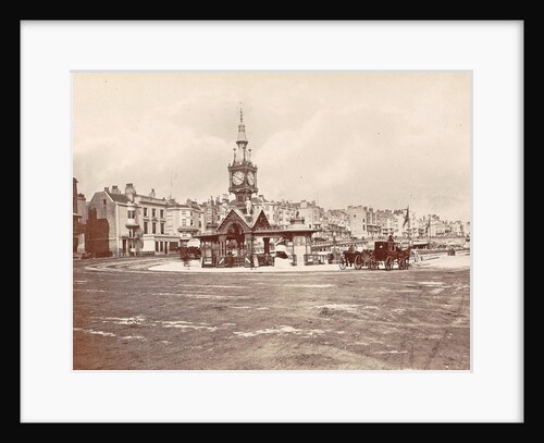 Aquarium Clock Tower Brighton, waiting beside horse carriages UK by Anonymous