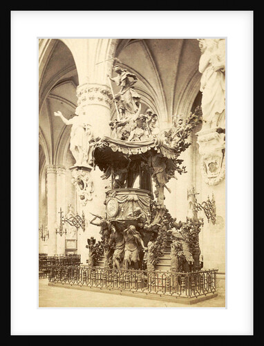 Pulpit in the Cathedral of Saint Michael and Saint Gudula, Sint-Michiel en Sint-Goedele in Brussels Belgium by Anonymous