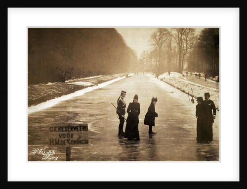 Wilhelmina as a child skating on a frozen pond Reserved for HM the Queen, H. Fuchs by M.M. Couvee