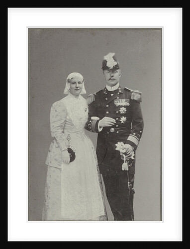 Portrait of Queen Wilhelmina in Frisian costume and Prince Hendrik in navy uniform by Idanus Hendrikus Slaterus