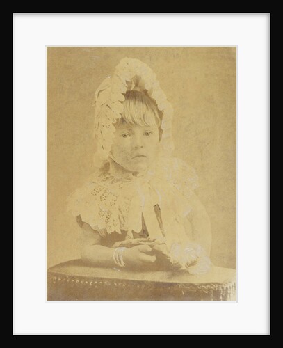 Studio Portrait of a toddler with doll and cap by Anonymous