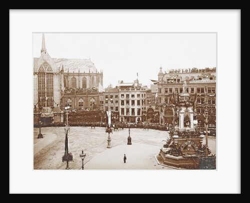Decorations on Dam Square, Amsterdam, The Netherlands, during the inauguration of Queen Wilhelmina by Samuel Herz