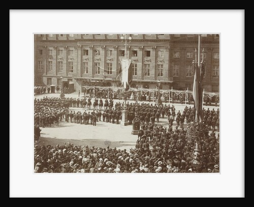 Queen Wilhelmina under the canopy after its inauguration in Amsterdam, The Netherlands under the watchful eye of a large crowd by Anonymous