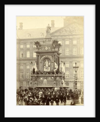monument de Eendracht on the dam during the Feasts of April 1887 in Amsterdam by Albert Greiner