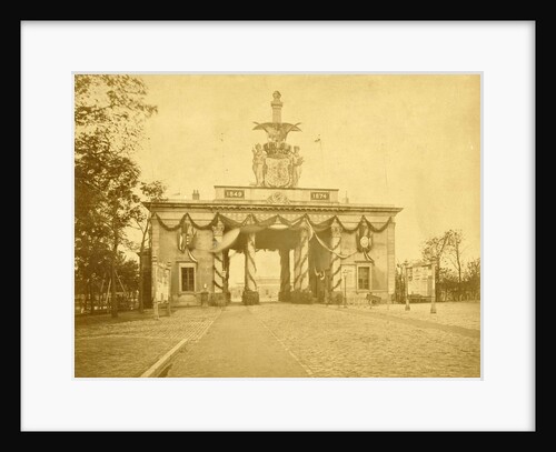 Decorated Willemspoort the occasion of the 25th anniversary of the reign of King William III, Amsterdam by Pieter Oosterhuis