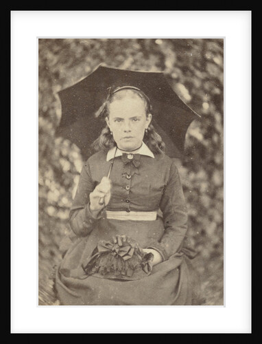 Portrait of a Young Woman with a parasol in her hand by Anonymous