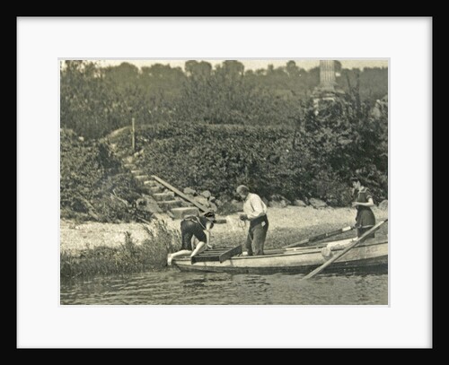 Three men in a rowboat by Anonymous