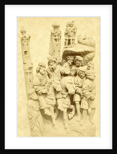 Fragment of a 16th century wooden artwork showing the Carrying of the Cross (coll. Koninklijk Oudheidkundig Genootschap) by Pieter Oosterhuis